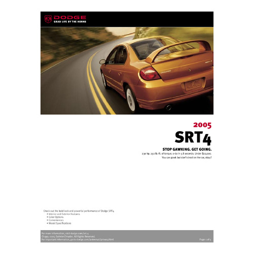 2005 Dodge SRT4 brochure preview