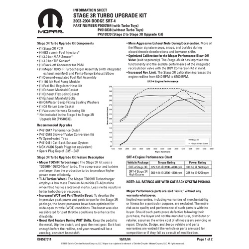 Mopar Stage 3R Turbo Upgrade Kit instructions preview
